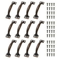 thumbnail image 1 of Uxcell 12 Paquete de Mangos de Puerta, Tirador de Hardware de 3.9" con Tornillo, Tiradores de Cajón Vintage, Mangos de Puerta Curvados de Metal para Muebles, Armario, Cajón, Vestidor, Bronce Rojo, 1 of 6