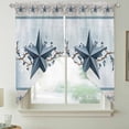 thumbnail image 2 of Country Star Blue Swag Valances for Windows 2 Pack, Kitchen Window Curtains 36 Inch Length, Farmhouse Vintage Branches Wooden Privacy Swag Curtains for Living Room/Bathroom with Rod Pocket 36"x36", 2 of 8