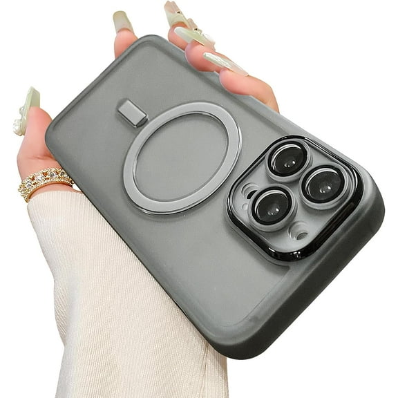 Compatible with iPhone 13 Pro Max Magnetic Clear Case,Soft Silicone Frosted Shockproof MagSafe Case with Full Camera Lens Protector for iPhone 13 Pro Max Women Girl Men-Black