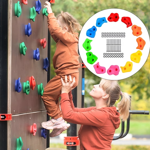 BESTSKY Rock Climbing Wall for Kids Multicolour Rock Holds with Hardware Pe Comfortable Hand Feeling Climbing Rock Wall Grips for Indoor Outdoor