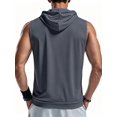 thumbnail image 3 of Men'S Workout Hooded Tank Tops Fashion Muscle Zip Up Sleeveless Hooded Slim Fit Gym Hoodie Dark Gray XXL, 3 of 7