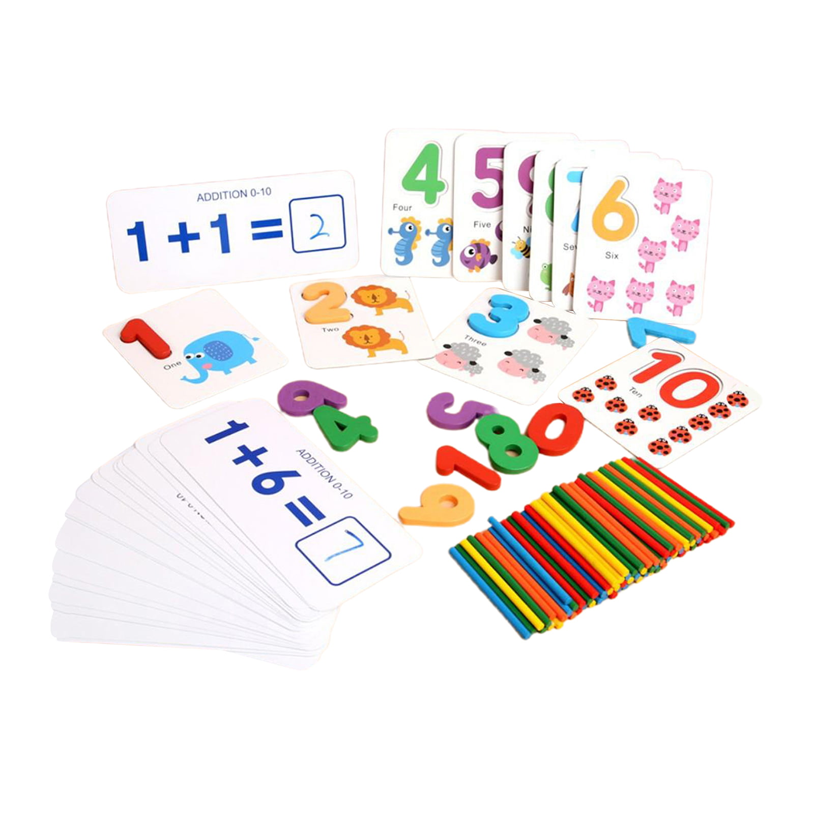 Preschool Teaching Tool Math Number Cards & Counting Sticks Educational Toy 