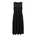 thumbnail image 2 of Uootdi Robes Maxi pour Femmes Col Rond Sans Manches Robes Amples avec Poches Décontractées Longues Robes d'Été pour la Plage Cadeau, 2 of 7