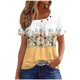 thumbnail image 1 of Fiudx Ofertas Flash Del Día Camiseta Plisada de Manga Corta con Cuello Estampado para Mujer, 1 of 3