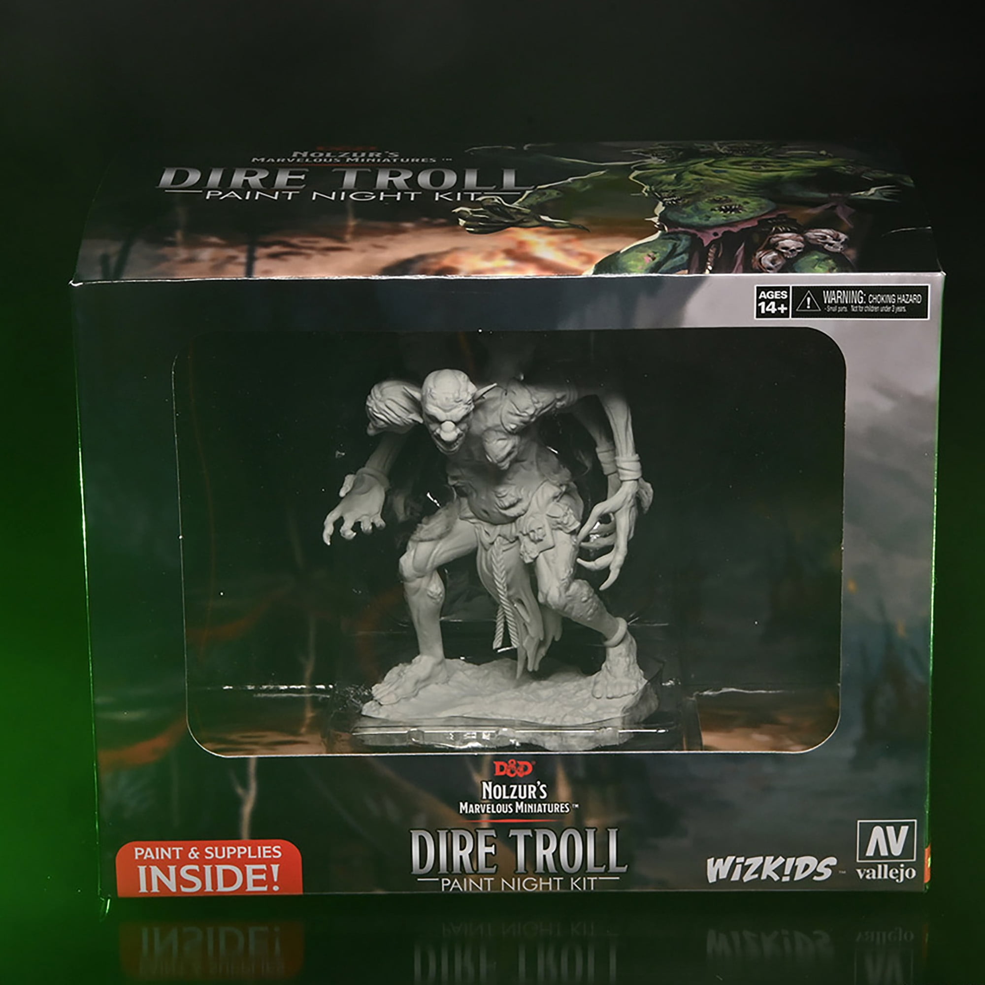 D&D: Nolzur's Marvelous Miniatures: Dire Troll - Paint Night Kit - All-In-One Kit, Unpainted Figure, Paints, Brushes, RPG, Dungeons & Dragons