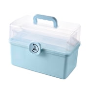 Maplenight Medicine Organizer Portable Medicine Cabinet with Handle Large Capacity Plastic for Home Use Empty First Aid Kit 10.2x6.3x6.2in Blue