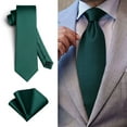 thumbnail image 7 of Solid Color Ties for Men Formal Business Tie & Pocket Square Set Classic Satin Wedding Necktie Green, 7 of 7
