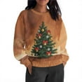 thumbnail image 4 of Taqqpue Women Christmas Sweatshirt Vintage Funny Xmas Tree Graphic Fleece Linend Pullovers Fall Winter Crewneck Oversized Long Sleeve Tops Ugly Christmas Sweater for Women, 4 of 6