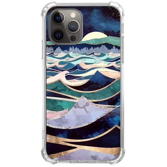 Ocean Waves Case Compatible with iPhone 12-12 Pro,Unique Art Design TPU Bumper Cover Case