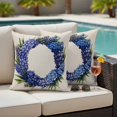 thumbnail image 5 of Spring Purple Flower Wreath Pillow Covers 2 Pack Country Watercolor Floral Leaf Linen Pillowcase Waterproof Outdoor Throw Pillow Cover for Patio Garden Square Cushion 20”x20”, 5 of 9