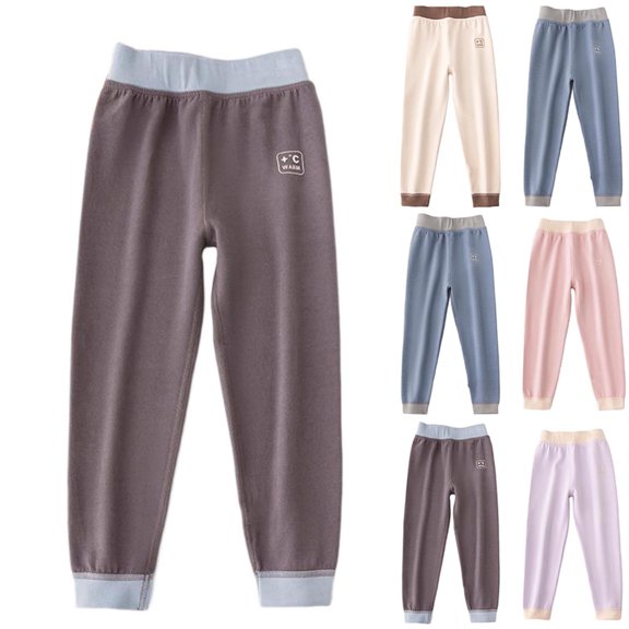 Bixock Toddler Boys Girls Warm Leggings High Waist Kids Base Layer Jogger Elastic Waist Solid Color Brushed Warm Soft Loose Fall Winter Casual Sport Daily Outer Wear Size 13-14Years