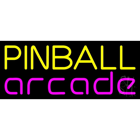Pinball Arcade 2 LED Neon Sign 6 x 15 - inches, Black Square Cut Acrylic Backing, with Dimmer - Bright and Premium built indoor LED Neon Sign for wall décor, arcarde, and storefront.