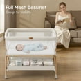 thumbnail image 3 of Baby Bassinet Bedside Crib, 3-in-1 Baby Bassinet Bedside Sleeper with Mattress and Soft, Breathable Sheet, Full-Mesh Sides, 6-Height Adjustable, Stable and Secure Crib for Newborns, 3 of 6