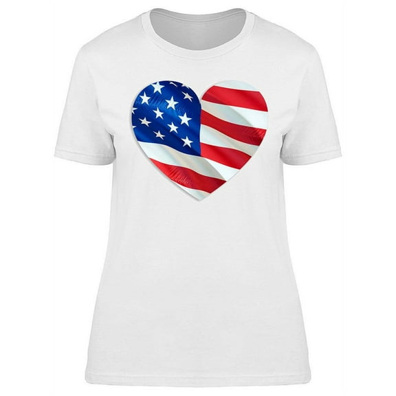 3d Heart Flag Design U.s.a. T-Shirt Women -Image by Shutterstock, Female Small