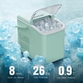 thumbnail image 5 of Portable Self Cleaning Countertop Ice Maker Machine, 6 Mins/9 Pcs, 26.5lbs/24Hrs, 2 Sizes of Bullet Ice, Ideal for Kitchen, Office, and Parties, Stainless Steel Green Ice Maker with Scoop and Basket, 5 of 11