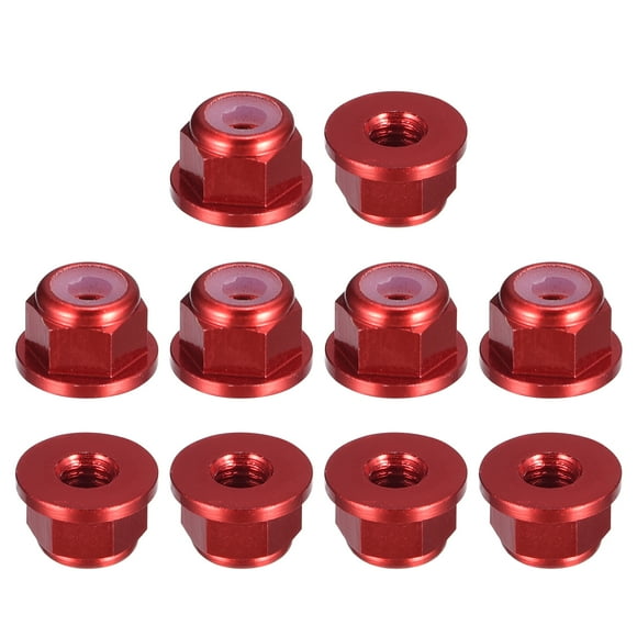 Unique Bargains Écrous de Verrouillage Hexagonaux à Insert en Nylon, 10 Pcs - Écrou de Bride Autobloquant en Alliage d'Aluminium M3 x 0,5 mm (Bordeaux)