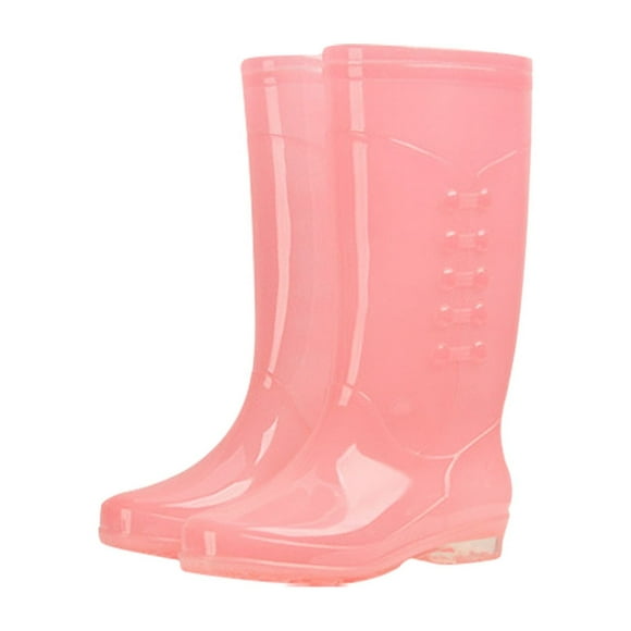 WIZUTIZ High-Top Rain Boots Women Fashion PVC Adult Transparent Rain Boots Pink Good Friday