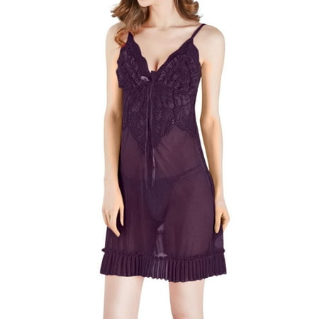 Ladies Nightgowns Babydoll Dress For Women Dark Purple Pajamas For Women Mesh Lingerie For Women Sexy Lingerie For Women Plus Size