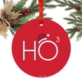 thumbnail image 2 of Funny Round Metal Christmas Ornament, Ho³ (Ho Cubed), Hat Graphic, Includes Ribbon and Gift Bag, 2 of 2