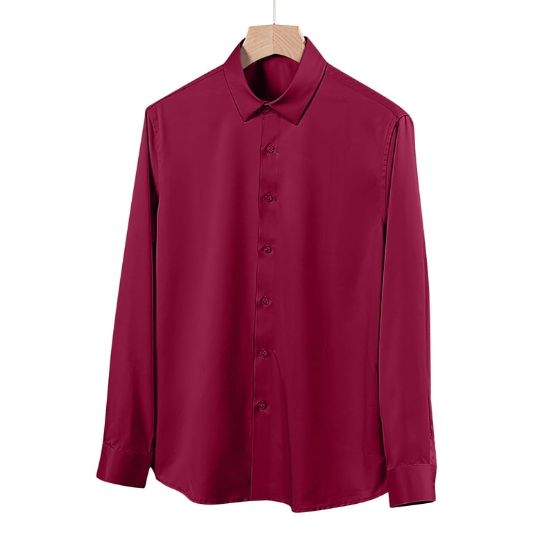 LODIENY Mens Dress Shirts Slim Fit Button Down Long Sleeve Stretch Collared  Shirt Cotton Wrinkle Free Button Up Cool Thin Tops Wine XS - Walmart.com