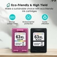 thumbnail image 3 of Eco-Friendly Ink Cartridge Replacement for 63 63XL 63 Black and Color Combo 2 Pack for 3830 4650 4652 4655 4520 4512 5255 5258 5252 5200 3833 3630 3632 2132 2130 Printer, 3 of 8