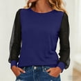 thumbnail image 2 of larppty Womens Black Long Sleeve Shirt Mesh Fashion Crew Neck Going Out Tops Party Shirts Slim Fit Blouses Basic Tee Tops (Blue, XL), 2 of 6