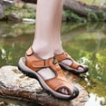 thumbnail image 6 of Miluxas Leather Sandals for Men Men's Outdoor Leather Non-slip Anti-kick and Anti-collision Beach Sandals Brown 10(43), 6 of 9