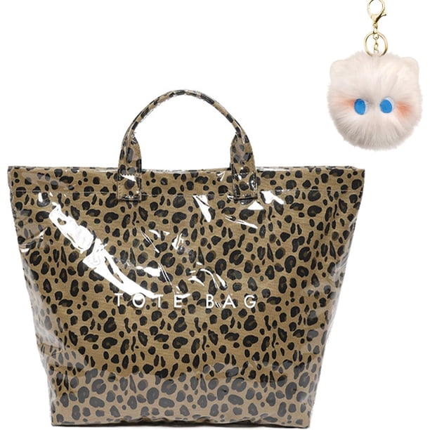 Stellaya - Bolso de mano para mujer, con estamp de letras, bolsa de mano transparente de PVC para mujer, bolsa de mano con estamp de leopardo