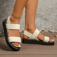 thumbnail image 5 of Dakaela Women’s Open Toe Platform Sandals Elastic Ankle Strap Slingback Slip on Walking Sandal Comfortable Summer Beach Casual Shoes Size 6-9 White, 5 of 9