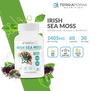 Terraform Nutrition Sea Moss Supplement with Bladderwrack and Burdock - Superfood - 1800mg per Serving - 30 Servings