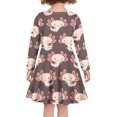 thumbnail image 3 of FKELYI Axolotl Print Long Sleeve Dress Aged 3-4 Years Elastic Dresses for Girls Knee Length Breathable Kids Girls Midi Dress Long Sleeve, 3 of 4