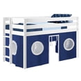 thumbnail image 2 of Bedz King Contemporary Low Loft Twin Bed with End Ladder, White with Blue & White Tent, 2 of 9
