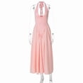 thumbnail image 5 of Katigan Women'S Summer Halter Dress Low Cut Sleeveless A Line Tulle Swing Corset Prom Formal Ball Gowns Pink S, 5 of 8