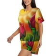 thumbnail image 2 of Rateoe Rose Psychedelic Pattern Women's Short-Sleeved Pajama Set - 2 Piece Soft and Lightweight Sleepwear Set-XX-Large, 2 of 7