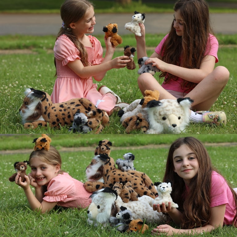 Adorable 5-Piece Lynx Plush Set - Mom & 4 Babies, 18" Soft Stuffed Animal Toy