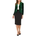 thumbnail image 2 of INSPIRE CHIC Blazer en Velours à Manches Longues avec Col Cranté pour Femmes TG Vert Foncé, 2 of 7