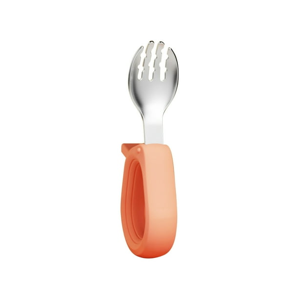 Cucharas de sopa, tenedor, cuchara de mango corto, acero inoxidable 316, entrenamiento de codo para vajilla infantil, aprendizaje de cucharas y alimentos complementarios, una cuchara