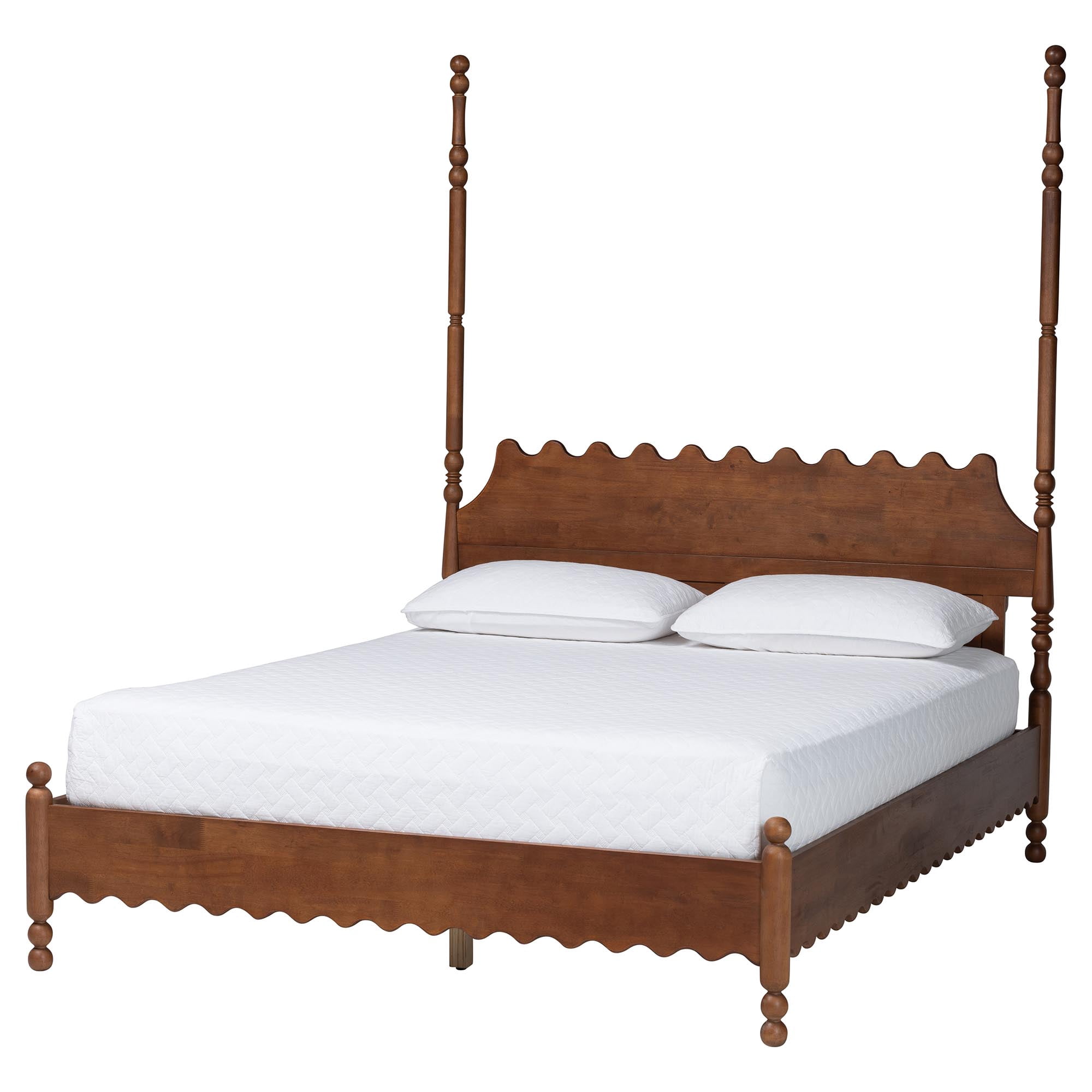 Baxton Studio Hoffman Modern Farmhouse Bedroom Set, King, 4-Piece, Walnut Brown