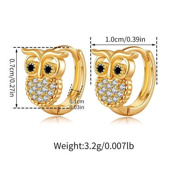 Animal Owl Ear Clip Inlaid Zircon Exquisite Petite Earrings Copper Plating 18K Real Gold Unique Special Interest Earrings