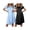 Light Blue/Black, variant on Ekouaer Satin Nightgowns for Women 2 Pack Silk Nightgown Pleated Loose Night Shirts Short Sleeve Sleep Shirts