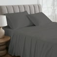 thumbnail image 2 of Purity Home 100% Cotton Bedsheet Set, 400 Thread Count Sateen Green Wrinkle-Resistant, 4-Piece, Full Charcoal Gray, 2 of 3