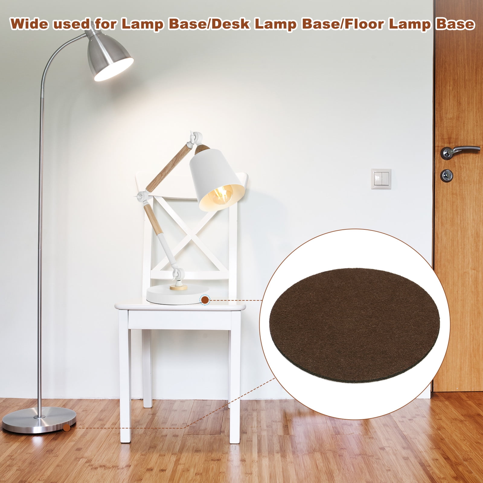 Uxcell 10 Inch Diameter Lamp Base Felt, 12Pack 3mm Thickness Round Soft Adhesive Felt, Coffee