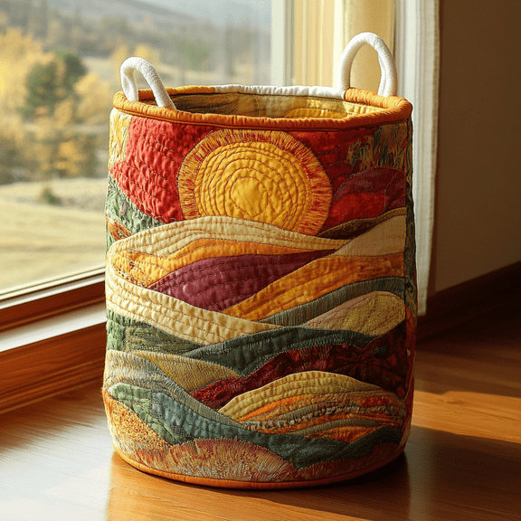 Sun Glow Quilted Laundry Basket