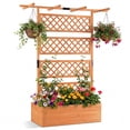 thumbnail image 1 of Gymax 72'' Wooden Planter Box w/Lattice Trellis Flat Roof Drainage for Climbing Plant Orange, 1 of 9