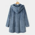 thumbnail image 5 of Women's Loose Button Plush Hooded Solid Color Long-Sleeved Mid-Length Coat for Fall and Winter, Comfort Fit, Winter Clothes for Women,Blue,M, 5 of 5