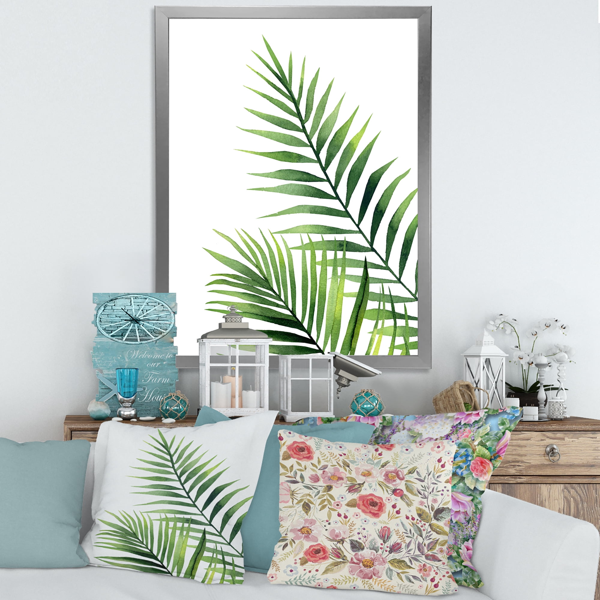 Designart 'Fern Plant Leaves Detail III' Farmhouse Framed Art Print