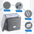 thumbnail image 4 of ZEDKEHO Caja de almacenamiento de discos de vinilo, juego de 2 – Almacenamiento de álbumes con capacidad para más de 100 discos individuales, caja organizadora decorativa de almacenamiento LP con tapa, 4 of 5