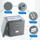 thumbnail image 4 of ZEDKEHO Caja de almacenamiento de discos de vinilo, juego de 2 – Almacenamiento de álbumes con capacidad para más de 100 discos individuales, caja organizadora decorativa de almacenamiento LP con tapa, 4 of 5