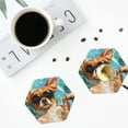 thumbnail image 4 of Honeii Funny Swimming Chihuahua print Leather Coaster Set of 4, ideal for safeguarding your furniture from drinks spills and effortless cleanup-Hexagon, 4 of 6
