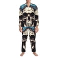 thumbnail image 3 of Daiia Bow Flower Skull for Men's Long-Sleeved Pajama Set – Soft & Comfortable Sleepwear Button-Up Pajamas Cozy Lounge Wear-X-Large, 3 of 7